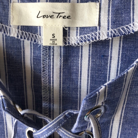 Love Tree Blue and White  Crisscross Striped Dress - Picture 7 of 8